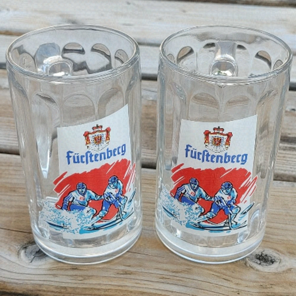 Vintage Fürstenberg Brewery Beer Glass PAIR